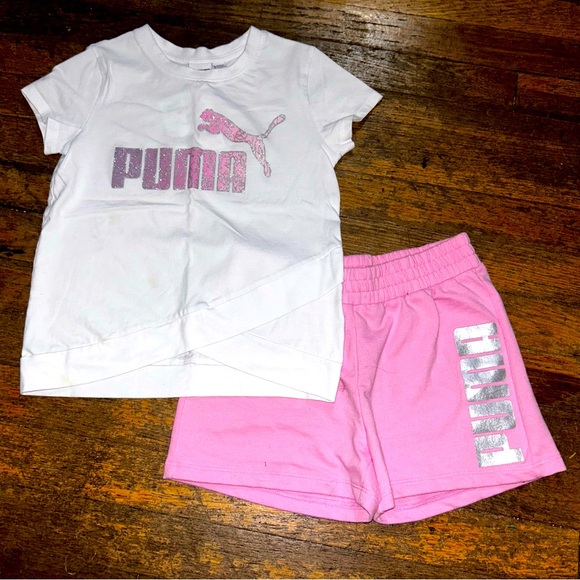 Puma Other - Puma Girls 7/8 Pink Silver Shorts Outfit
